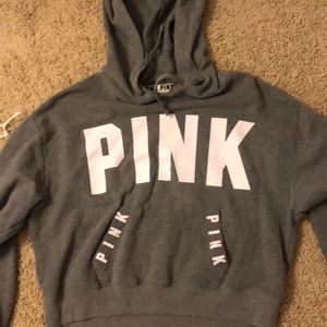 VS PINK cropped grey hoodie
